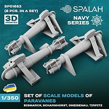 Spalah Set of scale models Paravanes for Bismarck, Scharnhorst, Gneisenau, Tirpitz, (8 pcs.) (Plastic model)
