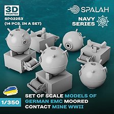 Spalah Set of scale models German EMC moored contact mine WWII, (14 pcs.) (Plastic model)