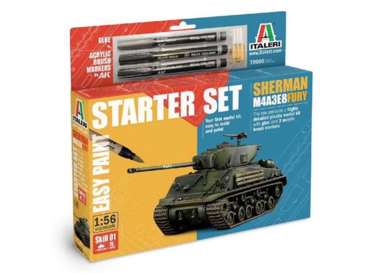 Italeri 2차대전 미육군 M4A3E8 셔먼 `퓨리` 스타터 세트 w/마커 (프라모델) 이미지 2