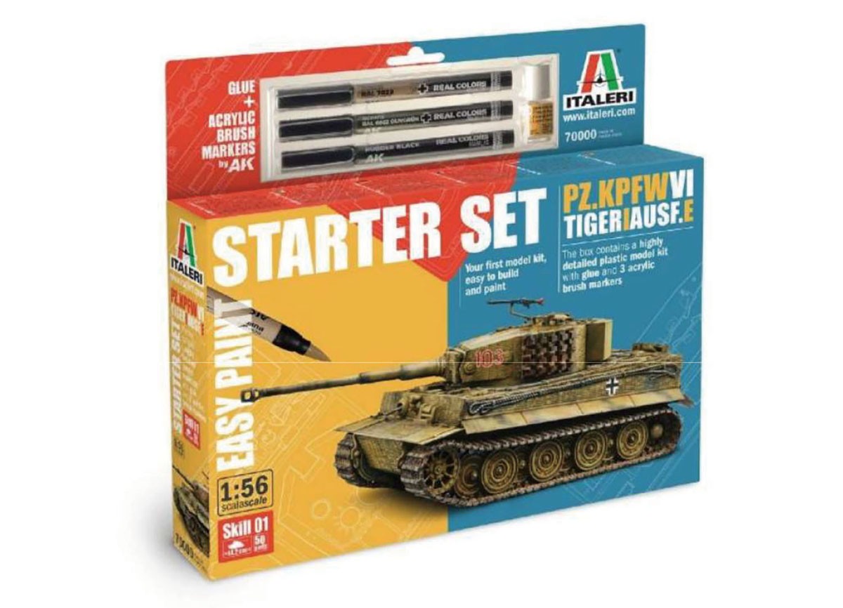Italeri 2차대전 독일군 Pz.Kpfw.VI 티거 I Ausf.E 스타터 세트 w/마커 (프라모델) 이미지 2