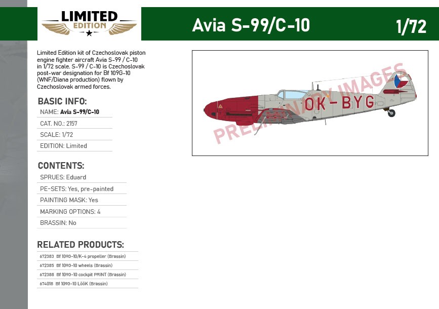 Eduard Avia S-99/C-10 Limited (Plastic model) hình ảnh 3
