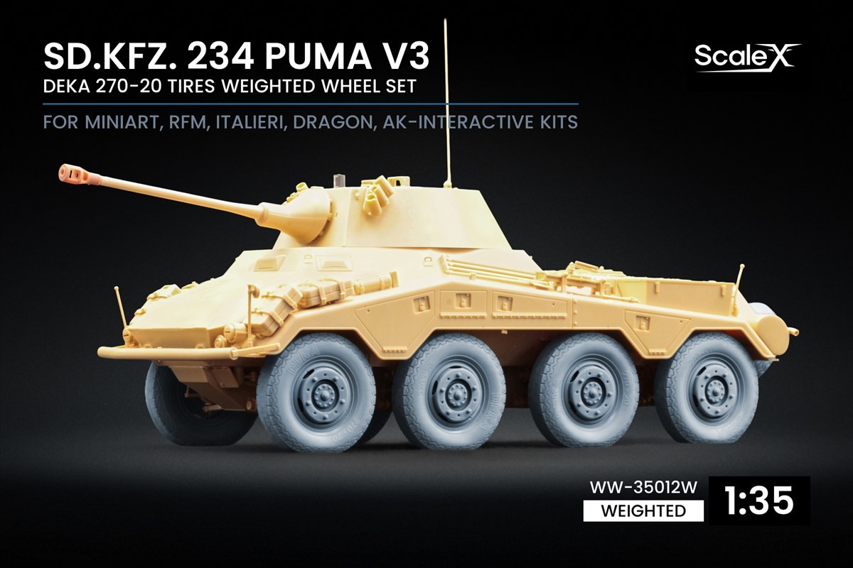 Scale X Sd.Kfz. 234 Puma v3 Weighted Wheel Set (Set of 9) (Plastic model) image 2