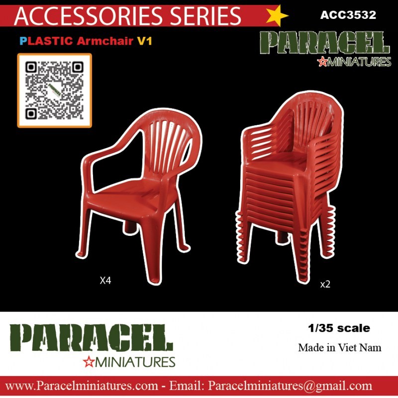 Paracel Miniatures Plastic Arm Chairs v1 (Set of 6) (Plastic model) image 2