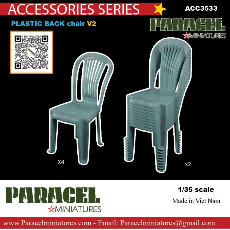 Paracel Miniatures Plastic Back Chairs v2 (Set of 6) (Plastic model) Bild 2
