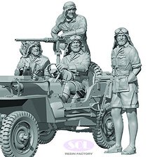 SOL Model 제2차 세계대전 영국 SAS 1/4톤 패트롤 카 크루 (3D 프린티드 모델 키트) (프라모델)