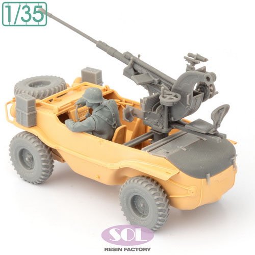 SOL Model 2cm Gebirgsfiak 38 auf Schwimmwagen Typ 166 with Driver (For TAMIYA) (Plastic model) imagen 3