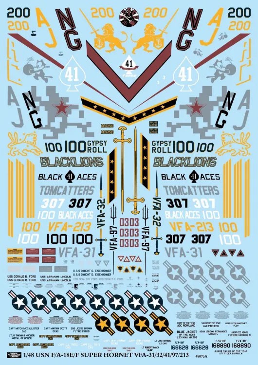 DXM Decals USN F/A-18E & F/A-18F VFA-31/32/41/97/213 데칼 세트 이미지 3