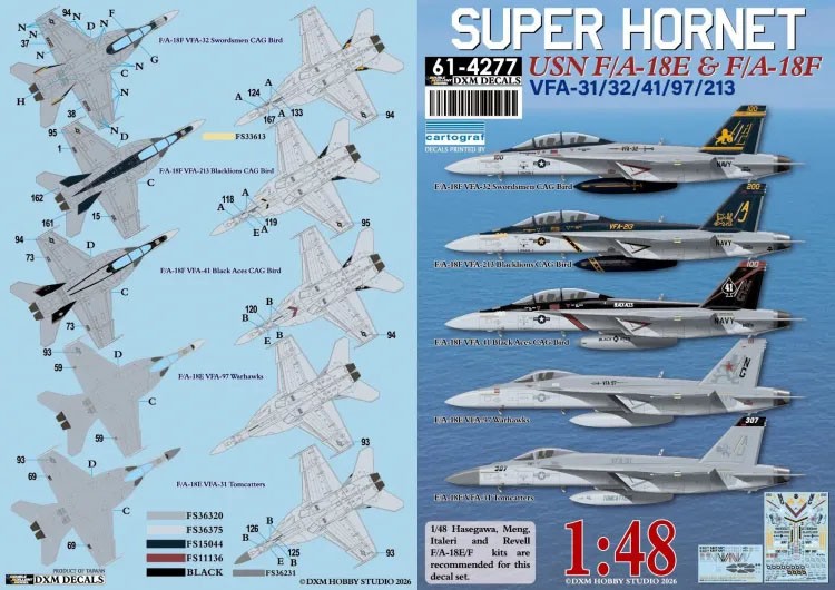 DXM Decals USN F/A-18E & F/A-18F VFA-31/32/41/97/213 데칼 세트 이미지 5