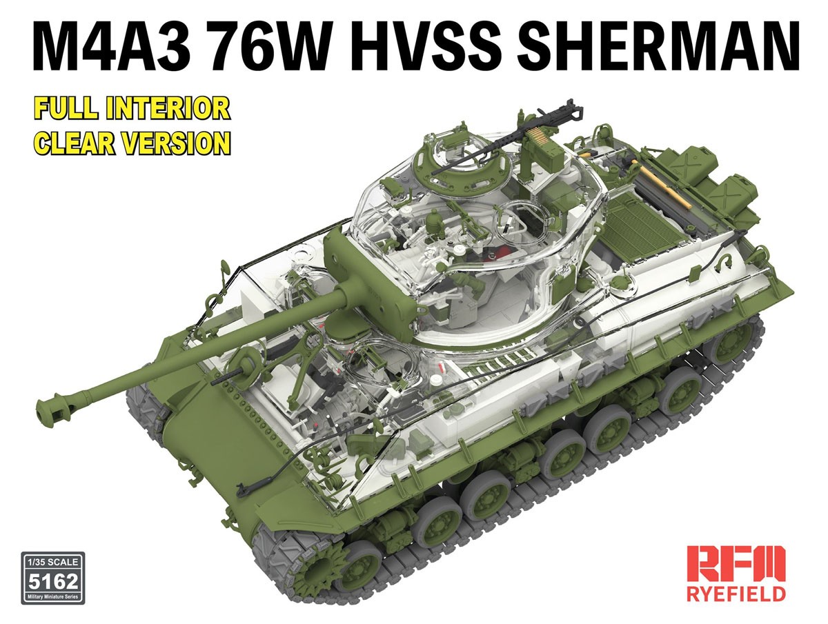 Rye Field Model M4A3 Sherman 76W w/Full Interior Clear Version (Plastic model) 图片 3
