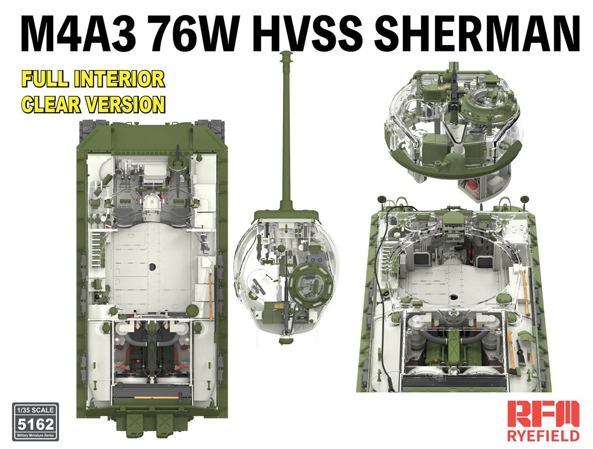Rye Field Model M4A3 Sherman 76W w/Full Interior Clear Version (Plastic model) 图片 6
