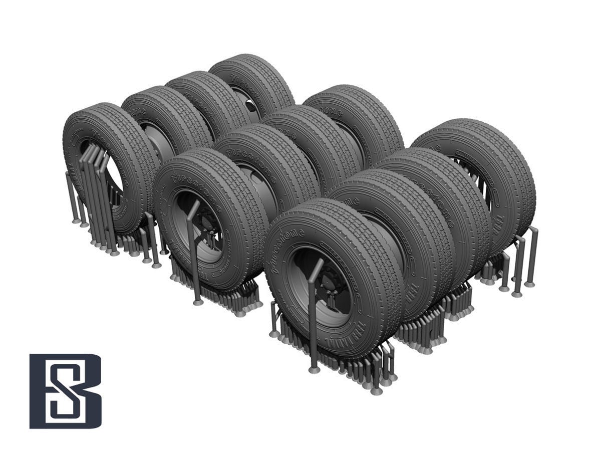 BSK Model US Army M915 Gun Truck Weighted Wheels Set (for Trumpeter) gambar 4