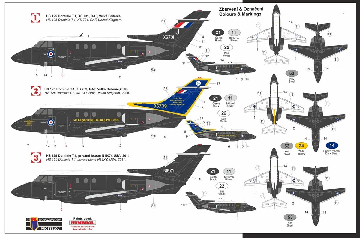 KP Models HS.125 Dominie T1 `Black &amp; White` Hi-Tech kit (Plastic model) imagen 4