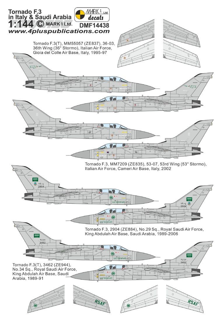 Mark I Models Tornado F.3 in Italian &amp; Saudi Arabian AF (Decal) รูปภาพ 2