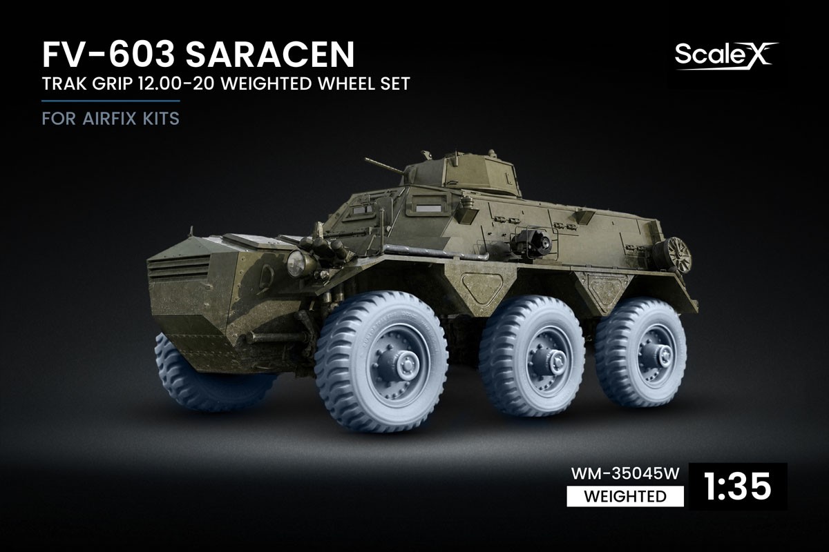 Scale X FV-603 サラセン TRAK GRIP 12.00-20 通常ホイールセット (6個セット) (エアフィックス用) (プラモデル) 画像 2