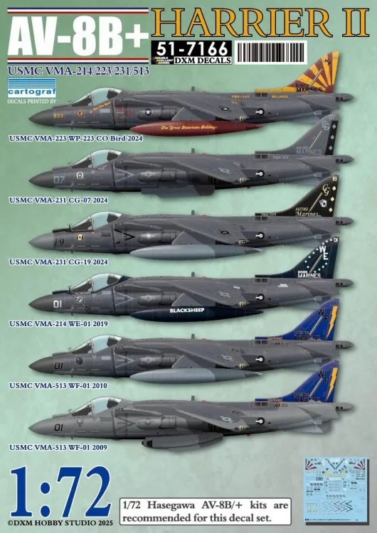 DXM Decals USMC AV-8B+ Harrier II VMA-214/223/231/513 gambar 2