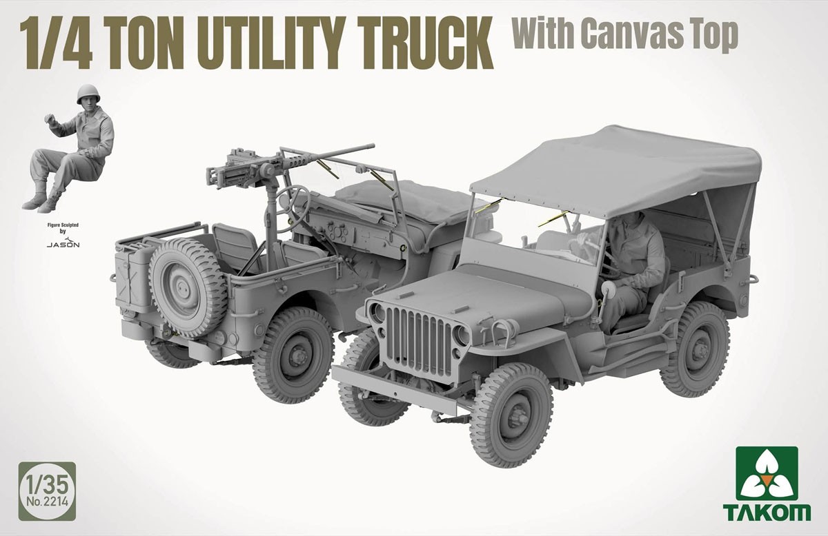 Takom 1/4 Ton Utility Truck with Canvas Top (Plastic model) hình ảnh 3