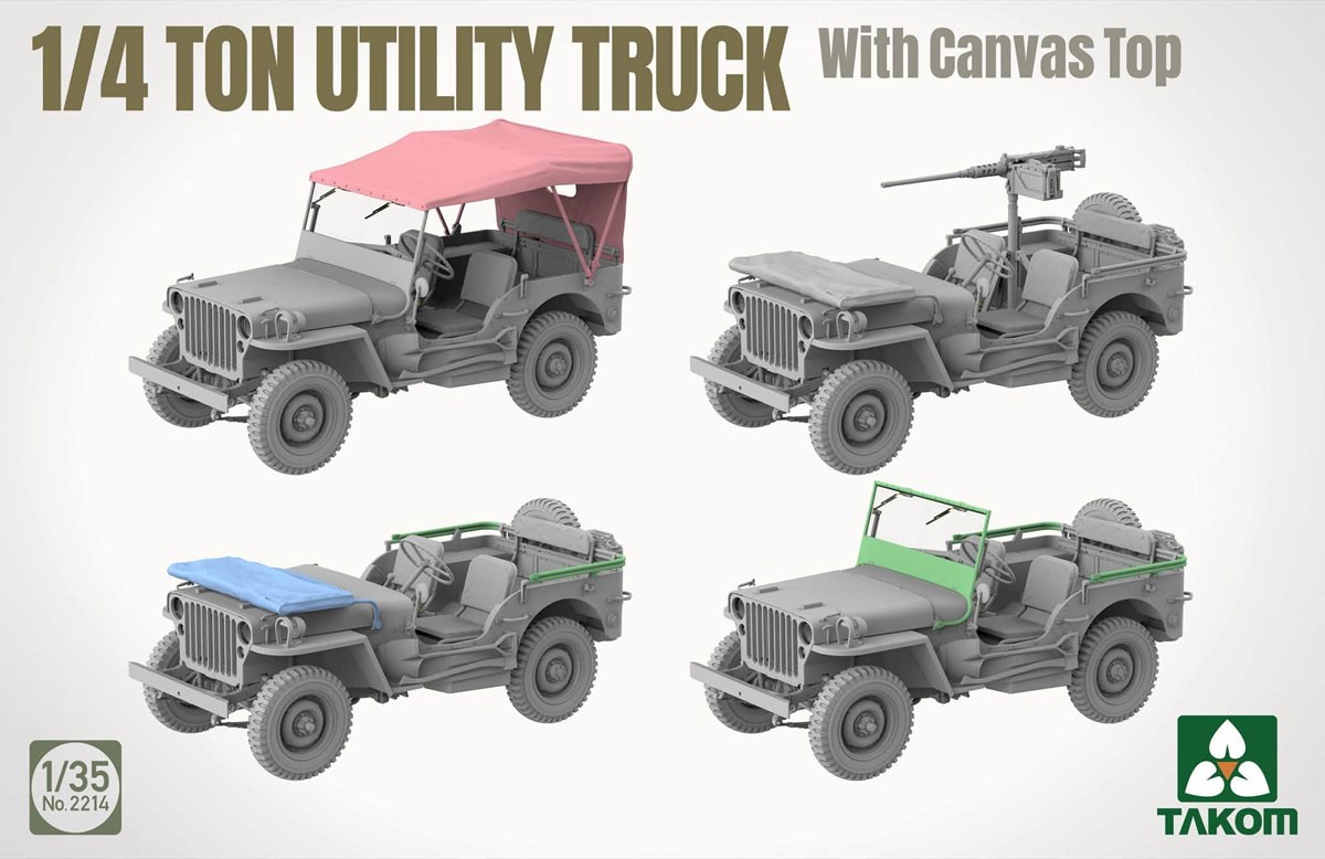 Takom 1/4 Ton Utility Truck with Canvas Top (Plastic model) hình ảnh 5