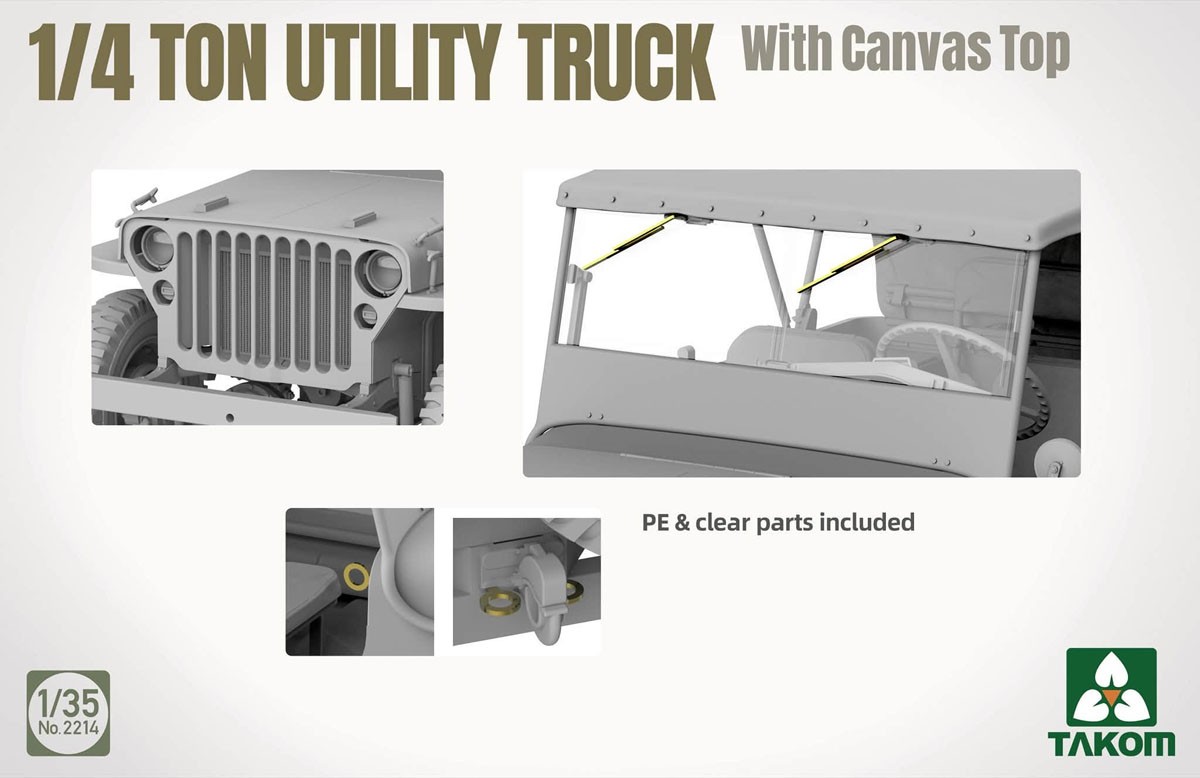Takom 1/4 Ton Utility Truck with Canvas Top (Plastic model) hình ảnh 6
