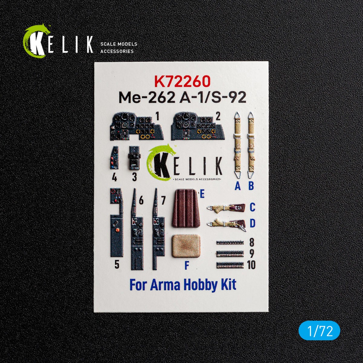 Reskit Me-262 A-1/S-92 - interior 3D decals (for Arma Hobby) (Plastic model) imagen 2
