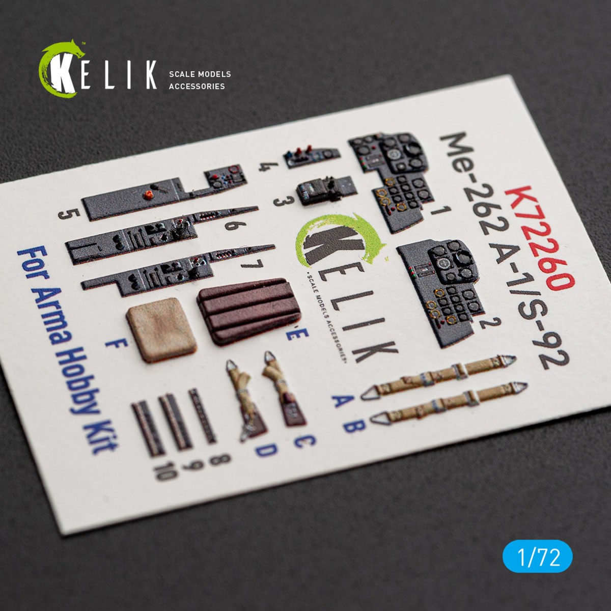 Reskit Me-262 A-1/S-92 - interior 3D decals (for Arma Hobby) (Plastic model) imagen 3