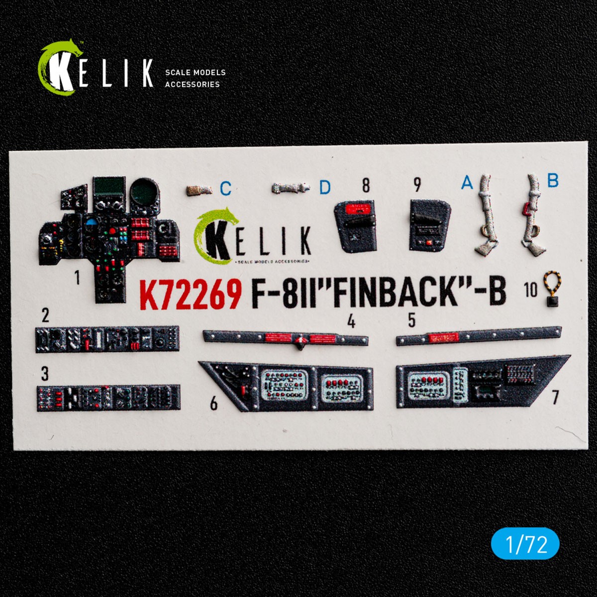 Reskit F-8II `Finback`-B - interior 3D decals (for Trumpeter) (Plastic model) gambar 2