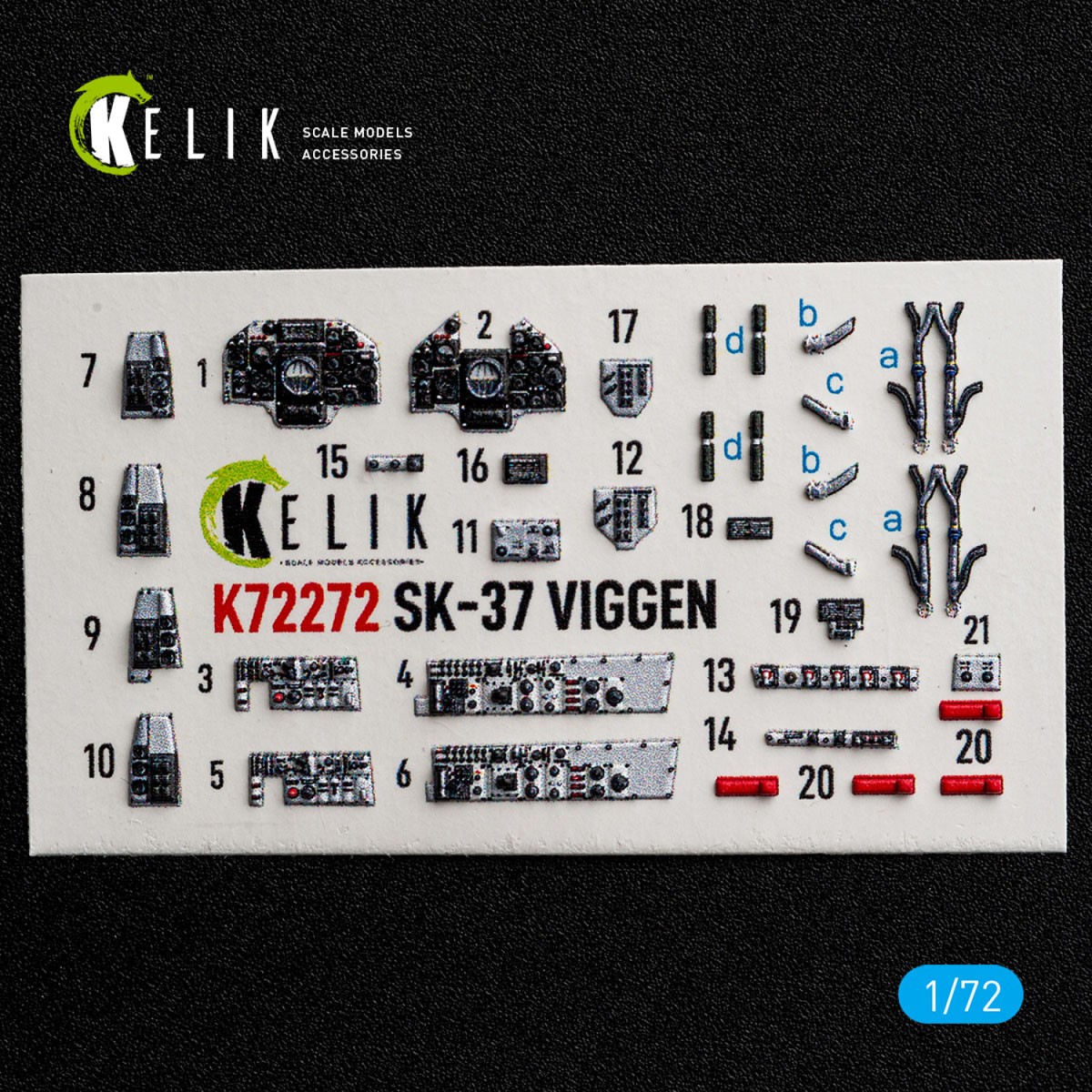 Reskit SK-37 Viggen - interior 3D decals (for Special Hobby) (Plastic model) image 2