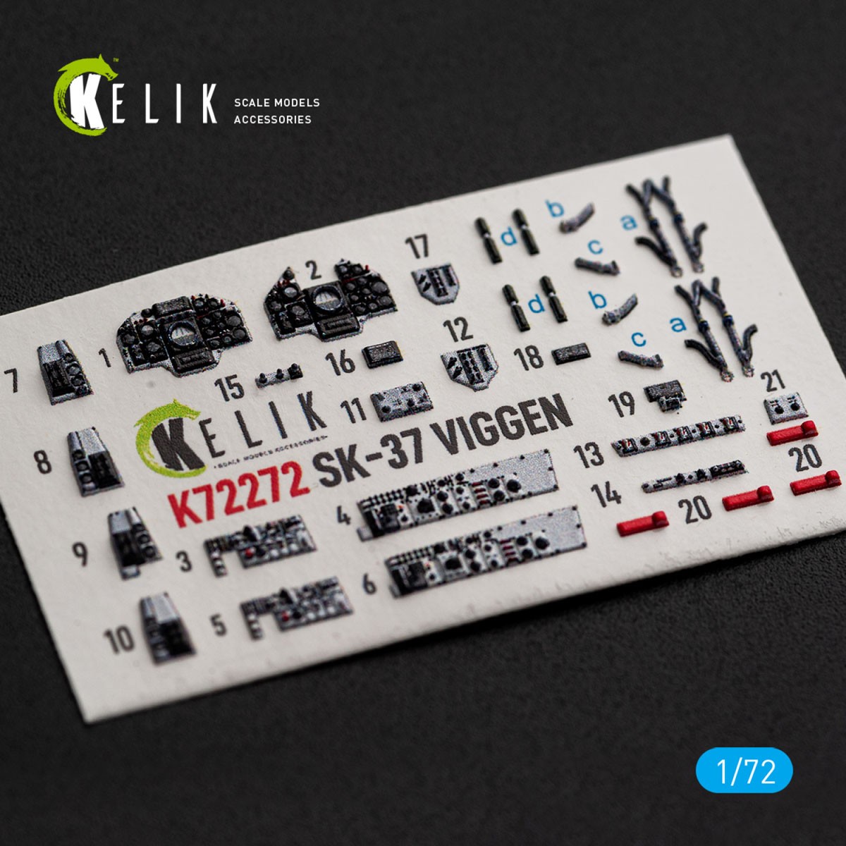Reskit SK-37 Viggen - interior 3D decals (for Special Hobby) (Plastic model) image 3