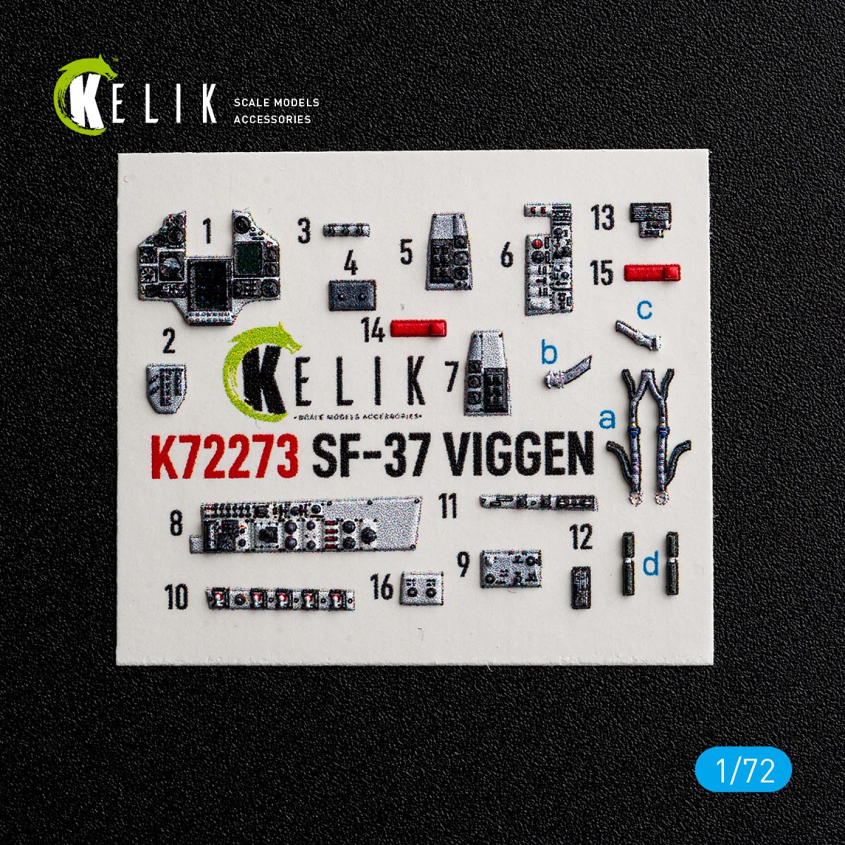 Reskit SF-37 Viggen - interior 3D decals (for Special Hobby) (Plastic model) image 2