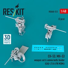 Reskit CH-53, MH-53 weapon set &amp; ammo belts feeder (GAU-21/A (FN M3M)) (3 pcs) (Plastic model) 图片 1