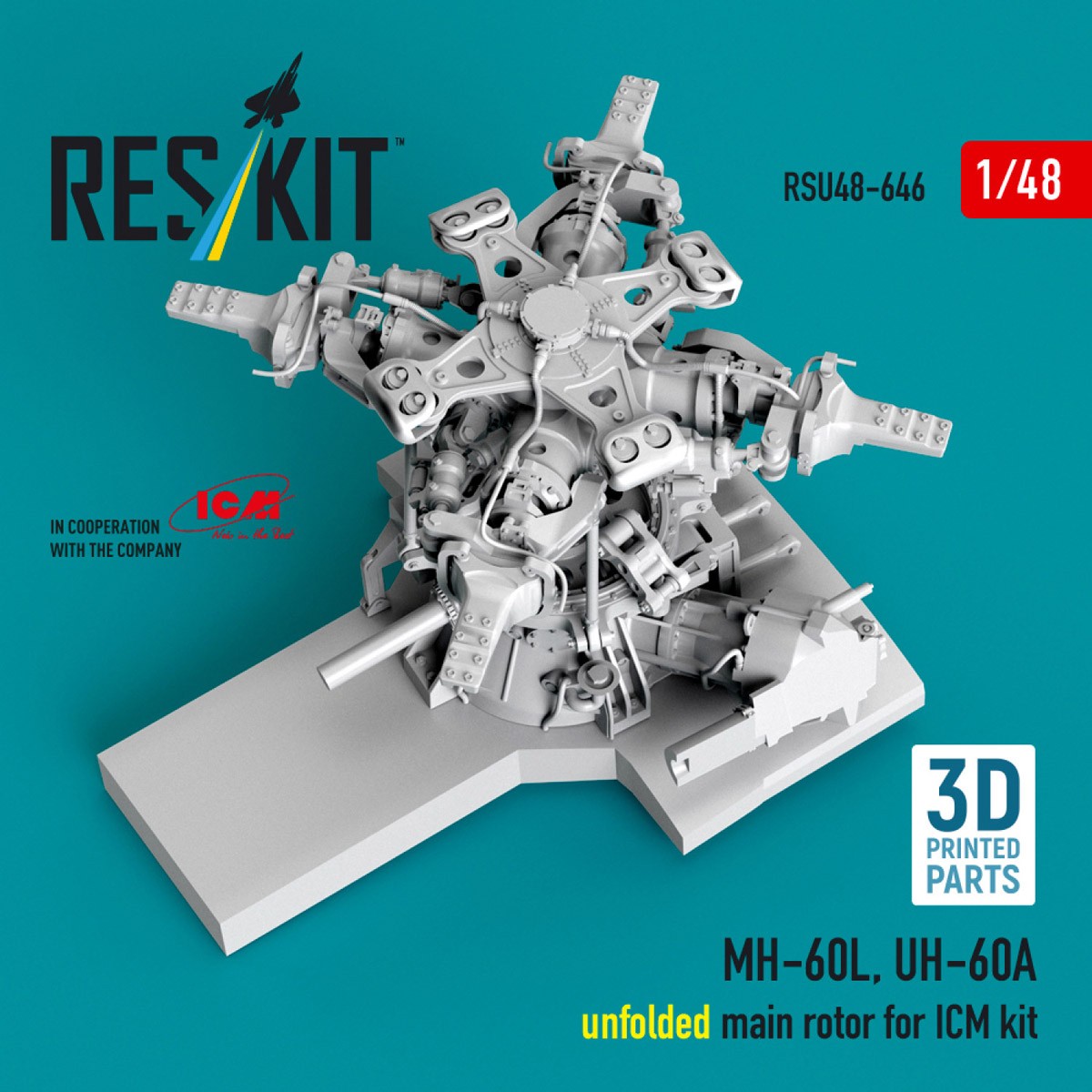 Reskit MH-60L, UH-60A, unfolded main rotor (for ICM kit) (Plastic model) Bild 3