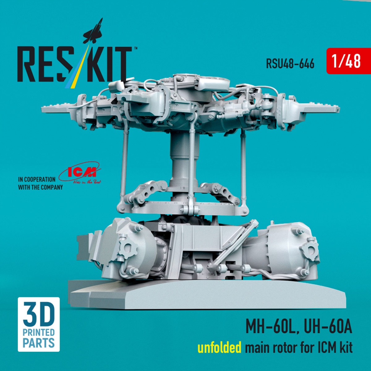 Reskit MH-60L, UH-60A, unfolded main rotor (for ICM kit) (Plastic model) Bild 4