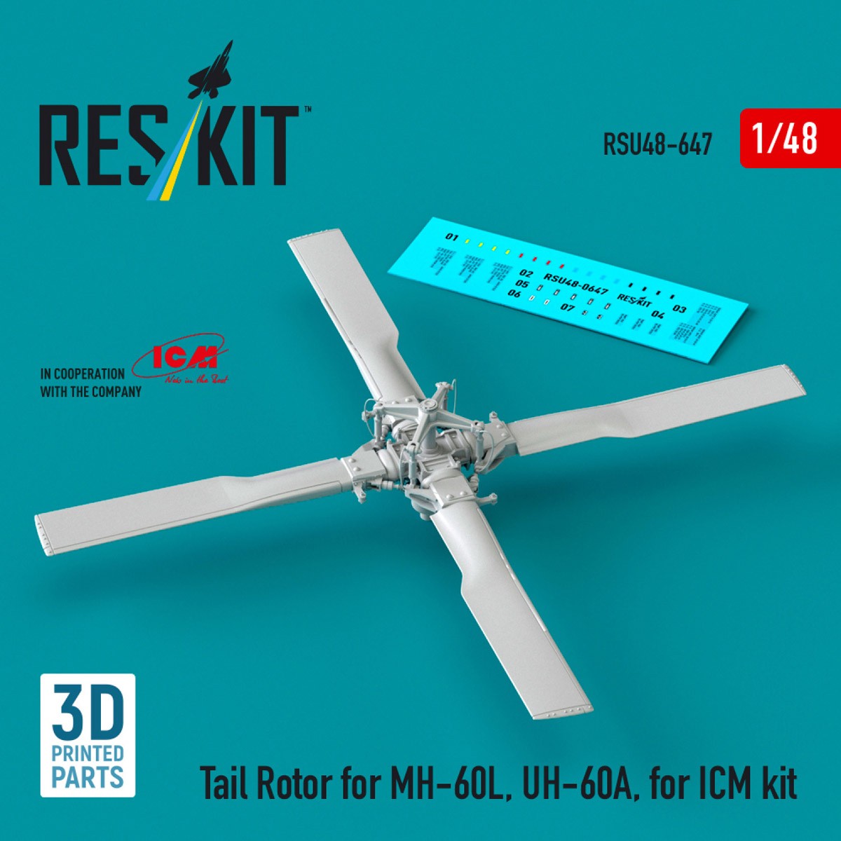 Reskit Tail Rotor for MH-60L, UH-60A, (for ICM kit) (Plastic model) 图片 2