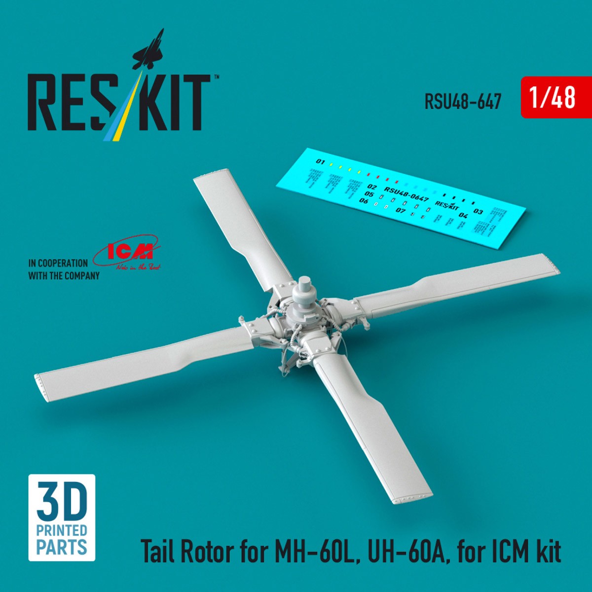 Reskit Tail Rotor for MH-60L, UH-60A, (for ICM kit) (Plastic model) 图片 3