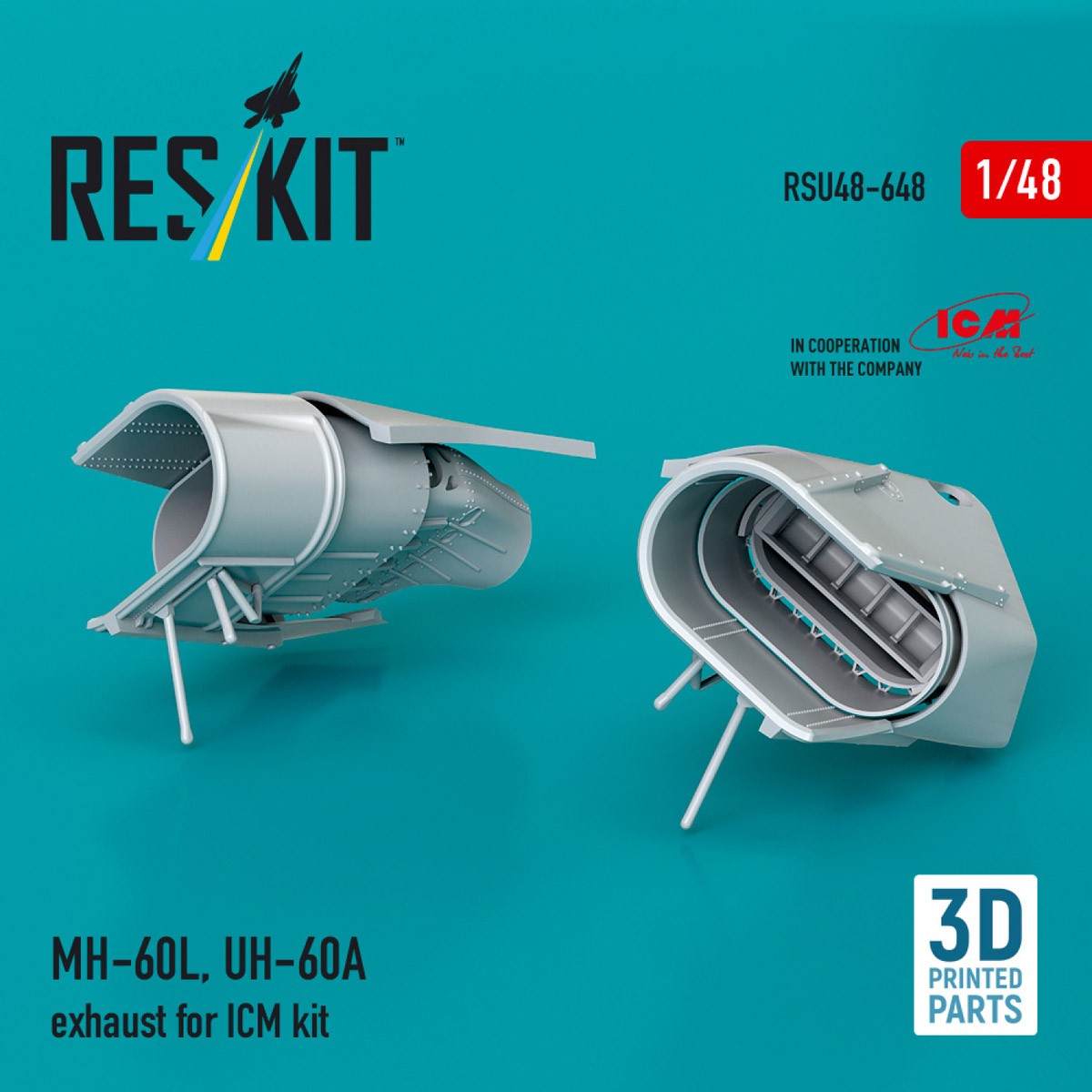 Reskit MH-60L, UH-60A exhaust (for ICM kit) (Plastic model) Bild 2