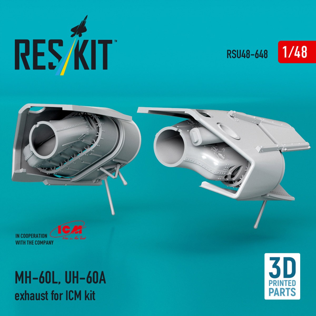 Reskit MH-60L, UH-60A exhaust (for ICM kit) (Plastic model) Bild 3