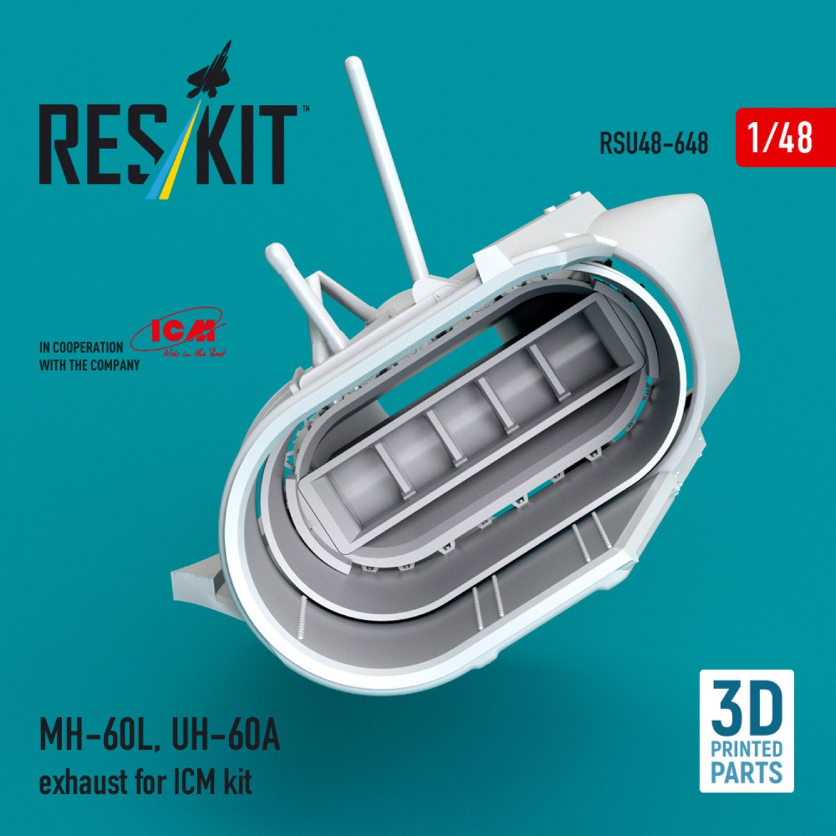 Reskit MH-60L, UH-60A exhaust (for ICM kit) (Plastic model) Bild 4