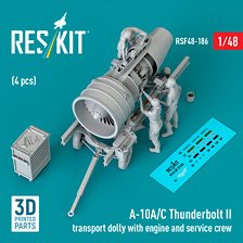 Reskit A-10A/C Thunderbolt II transport dolly with engine and service crew (4 pcs) (Plastic model)