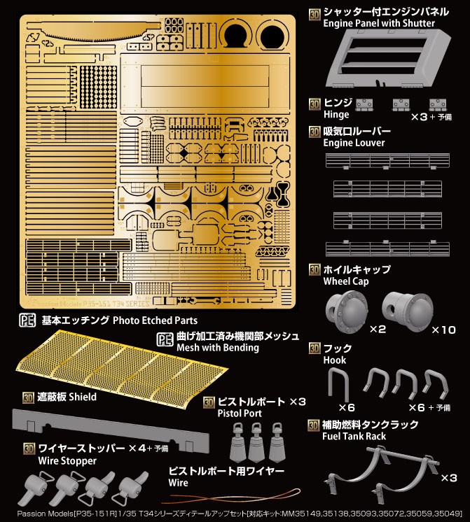 Passion Models T34 Series Detail-Up Set [for MM35149/35138/35093/35072/35059/35049] imagen 2