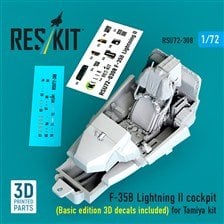 Reskit F-35B Lightning II Cockpit (Basic Edition 3D Decals Included) (for Tamiya) (Plastic model) gambar 1