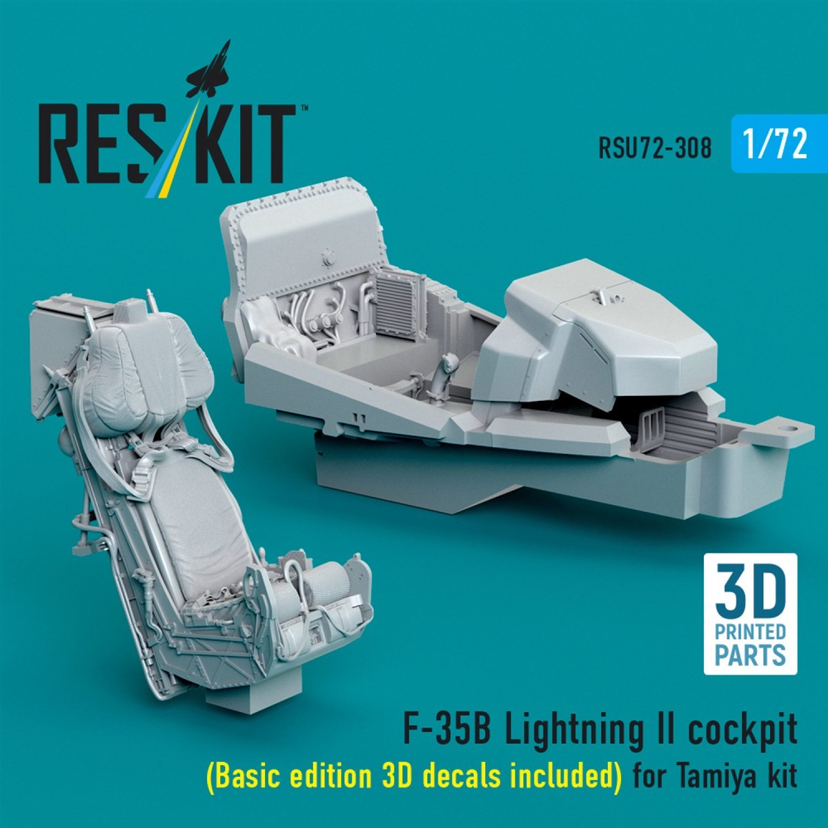 Reskit F-35B Lightning II Cockpit (Basic Edition 3D Decals Included) (for Tamiya) (Plastic model) gambar 3