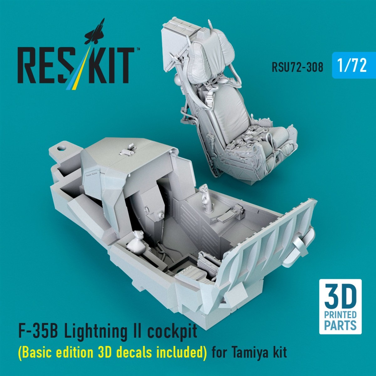 Reskit F-35B Lightning II Cockpit (Basic Edition 3D Decals Included) (for Tamiya) (Plastic model) gambar 4