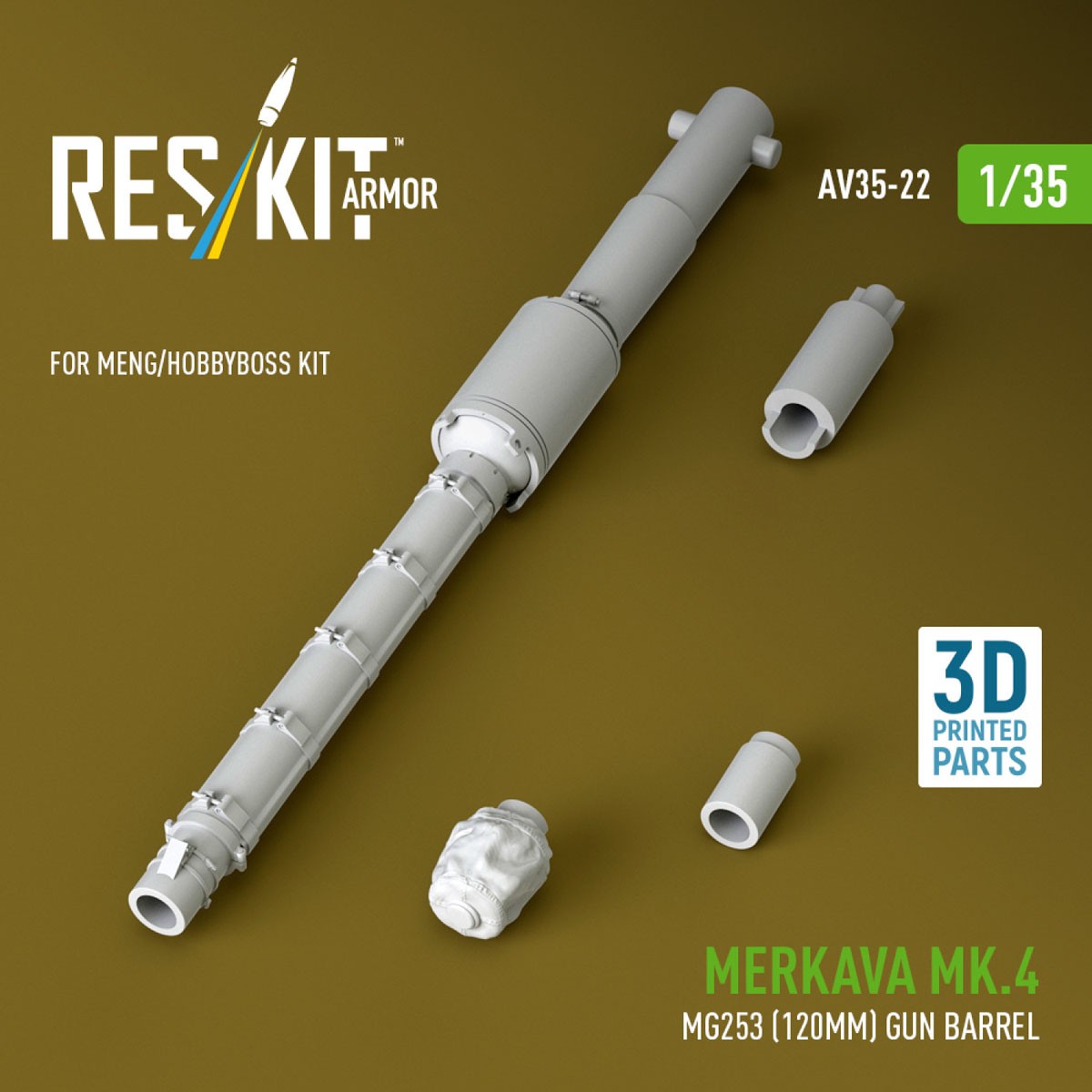 Reskit Merkava Mk.4 MG253 (120mm) gun barrel (for Meng/HobbyBoss) (Plastic model) gambar 2