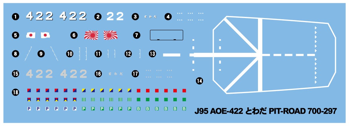 Pit-Road JMSDF Supply Ship AOE-422 Towada w/Flag &amp; Flagpole &amp; Ship Name Photo-Etched Parts (Plastic model) image 6