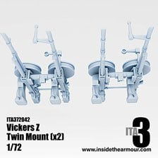 Inside the Armour Twin Mount Vickers K with Ring and Reflex Sights (Set of 2) (Plastic model)