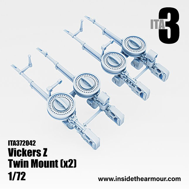 Inside the Armour Twin Mount Vickers K with Ring and Reflex Sights (Set of 2) (Plastic model) gambar 3