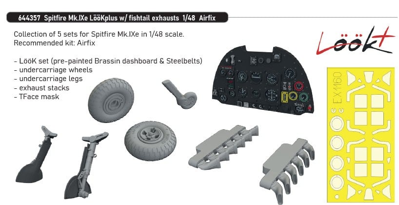 Eduard Spitfire Mk.IXe LooKplus w/ fishtail exhausts look plus (for Airfix) hình ảnh 2