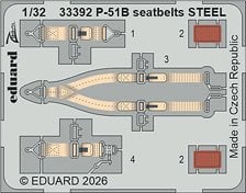 Eduard P-51B seatbelts STEEL Zoom Etched Parts (for Eduard) (Plastic Model) image 1