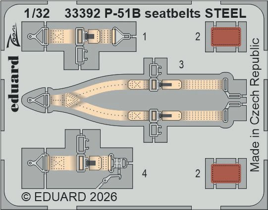 Eduard P-51B seatbelts STEEL Zoom Etched Parts (for Eduard) (Plastic Model) image 2