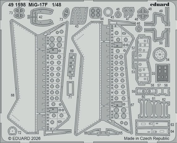 Eduard Photo-Etched Parts for MiG-17F (for Kinetic) imagen 2