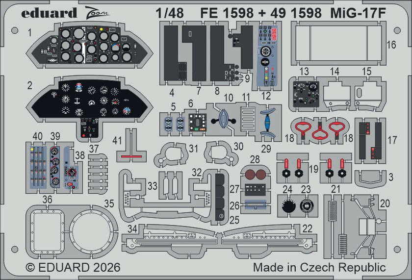 Eduard MiG-17F Zoom Etched Parts (for Kinetic) hình ảnh 2